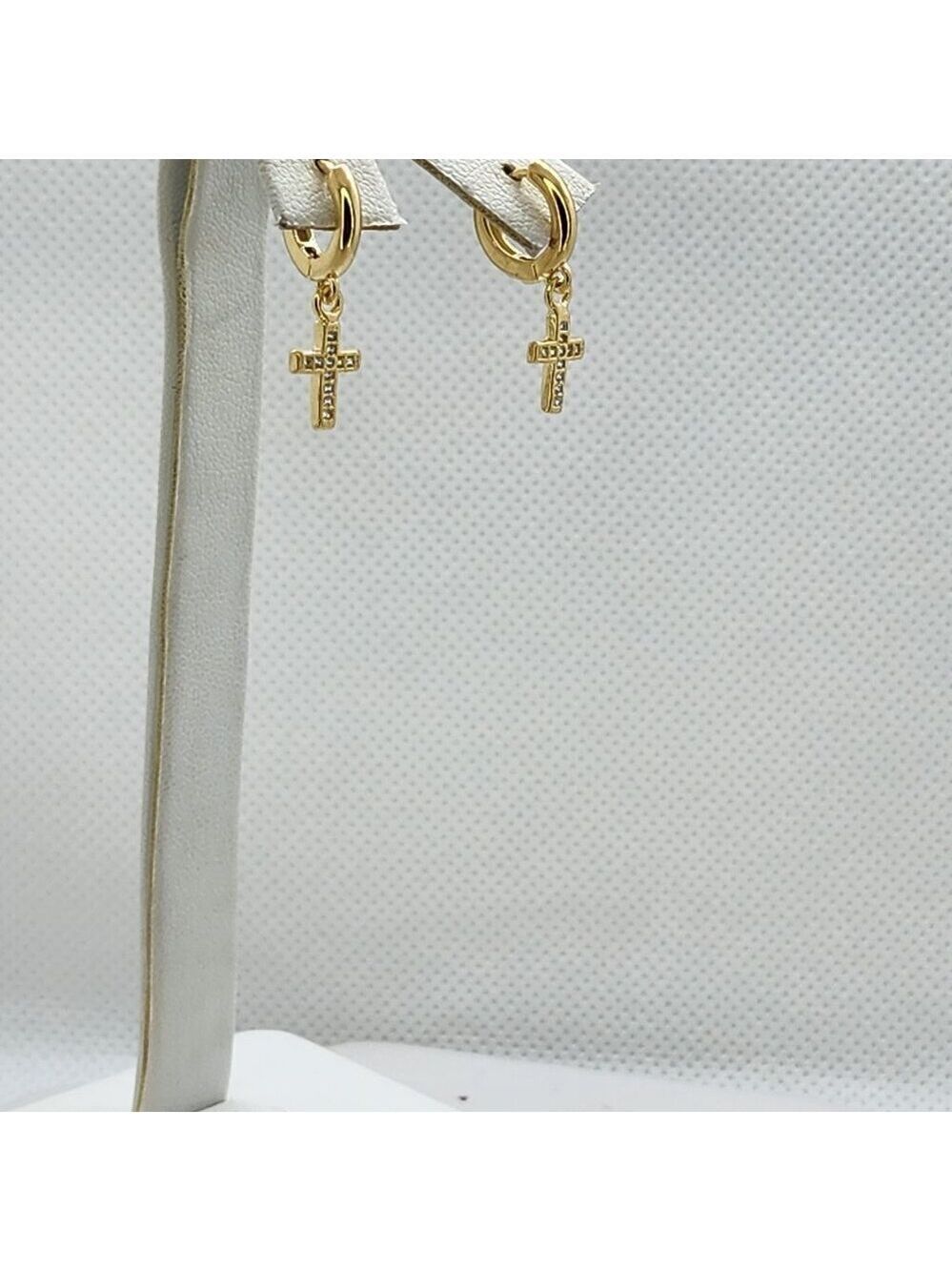 Brand New Brazilian 18k Gold Filled Cross Earrings - Picture 3 of 4